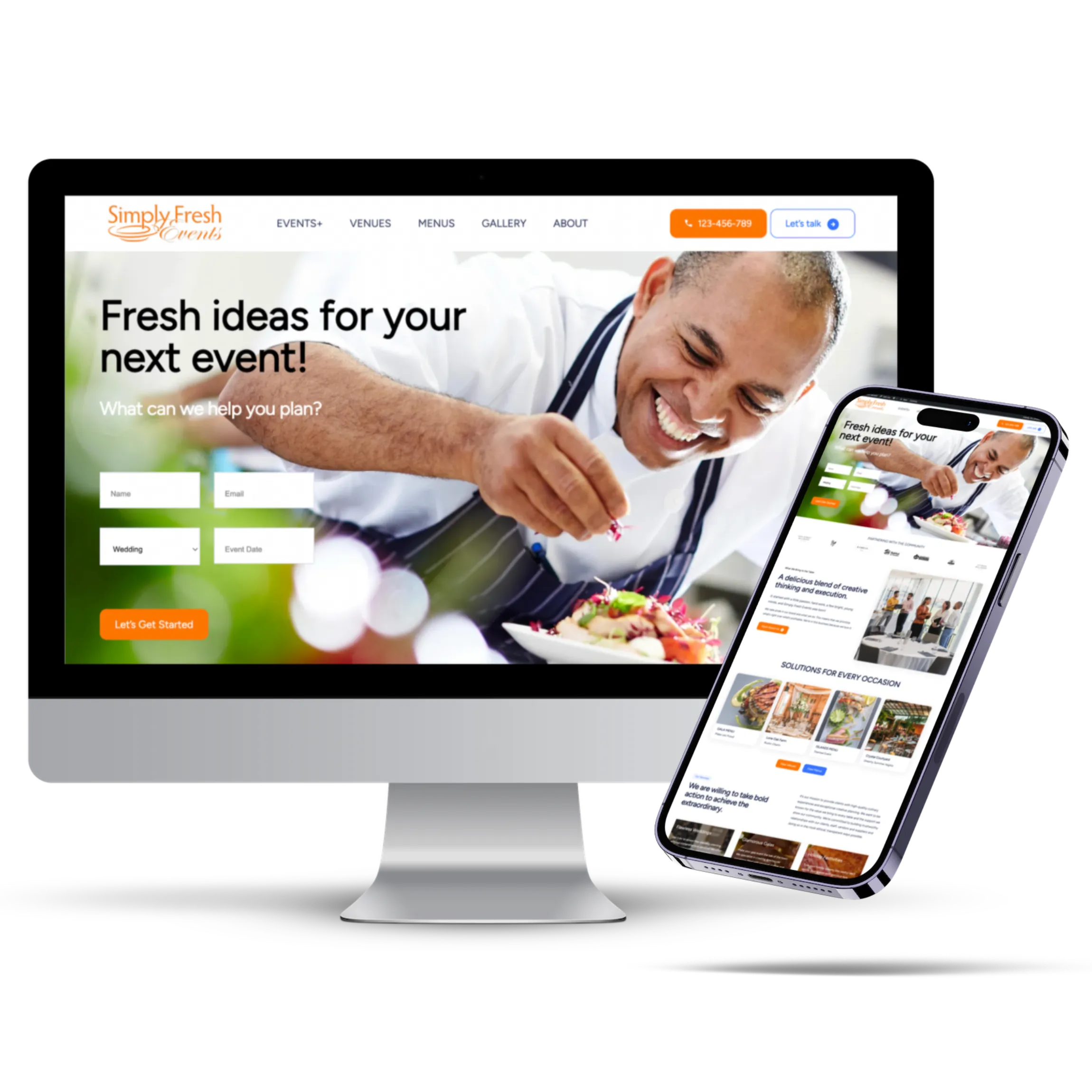 mockup of a catering website built by Carter Wilson